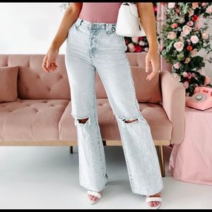 Kancan high rise flare raw hem jeans sz 15/31